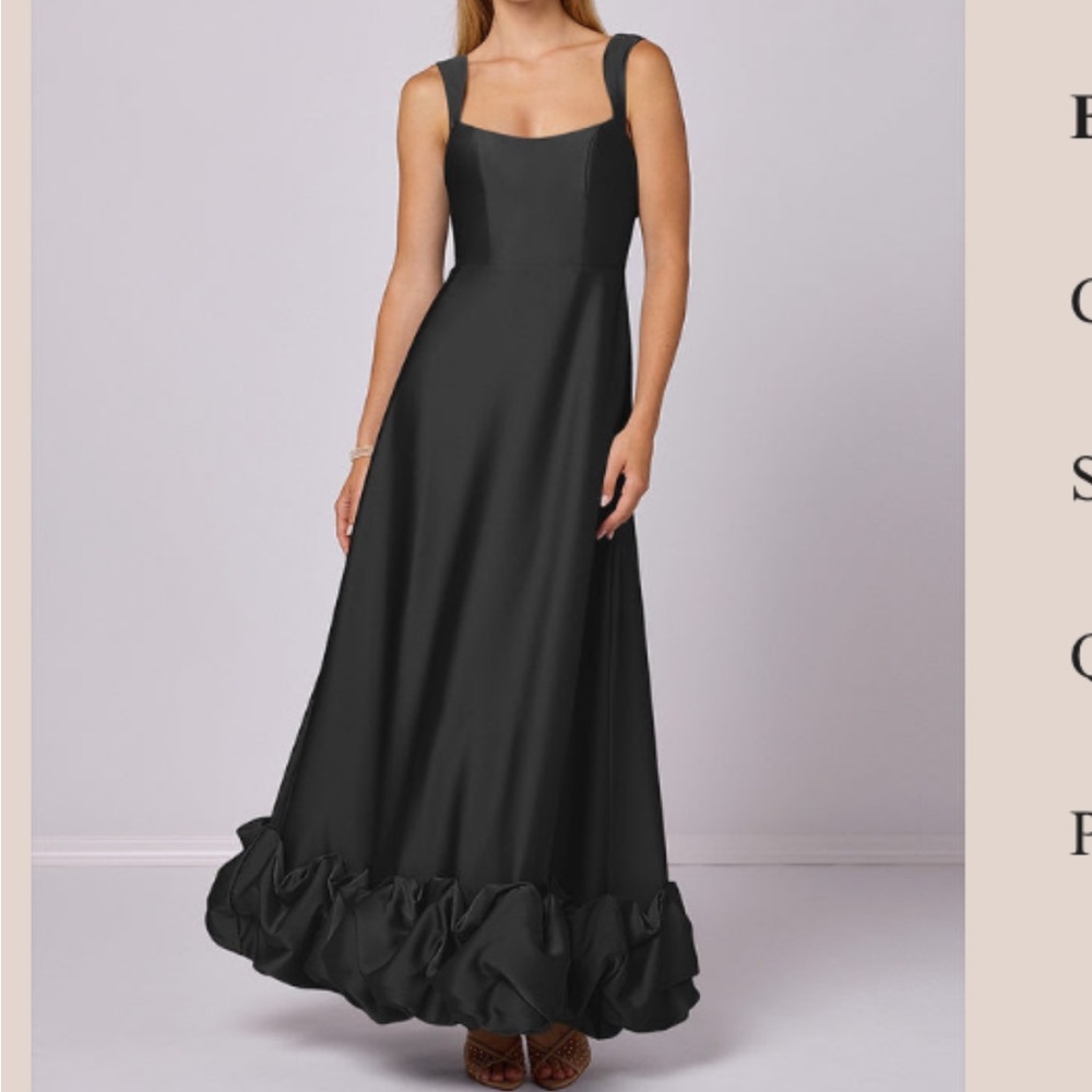Azazie Black Stretch Satin Gown